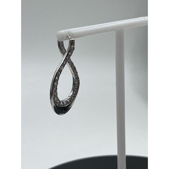 Vintage Designer CZ 925 Sterling Silver Twisted 3D Leverback Dangle  Earrings - Picture 7 of 13